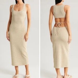 Montce Mickie Neutral Stripe Cover-Up Dress, SIZE MEDIUM